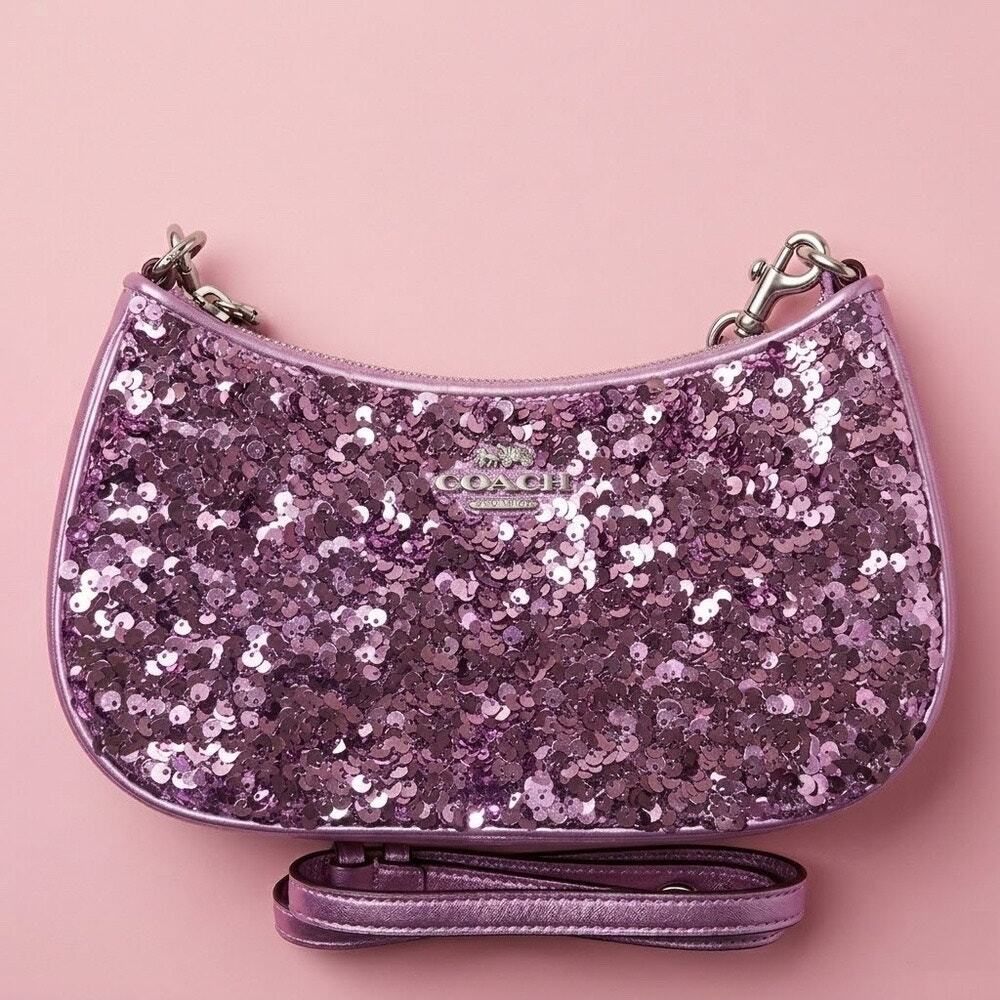 NWT Coach Teri Bag Purple Sequin w/ Silver Hardware​
